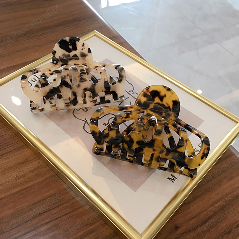 Acetate Resin Hollow Hair Crab Clip Women Acrylic Large Hair Claws Clamps Geometric Barrette Ponytail Holder Hairpins Accessories