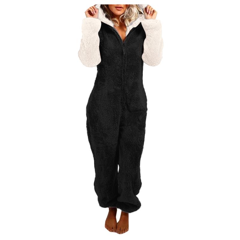 Women's Jackets Women Sleepwear Jumpsuit Patchwork Long Sleeve Hooded Pajamas Sets Casual Winter Warm Rompe Coat, Black;brown
Women's Jackets Women Sleepwear Jumpsuit Patchwork Long Sleeve Hooded Pajamas Sets Casual Winter Warm Rompe Coat, Black;brown