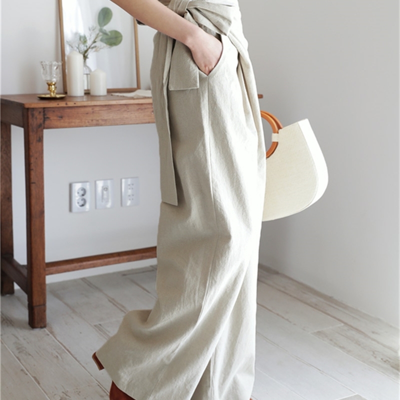 Casual Korea Chic Trousers For Women High Waist Solid Lace Up Bow Wide Leg Pants Spring Fashion Clothing 210520