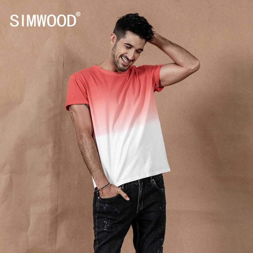 summer hang dye t-shirt contrast color 100% cotton tops causal breathable plus size Tees SI980533 210623