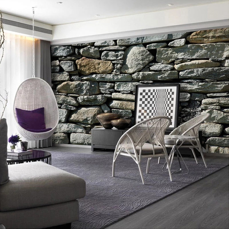 Custom 3D Photo Stone Brick Wall Country Style Mural Elders' Room Embossed Wallpapers Home wallpapers Waterproof
