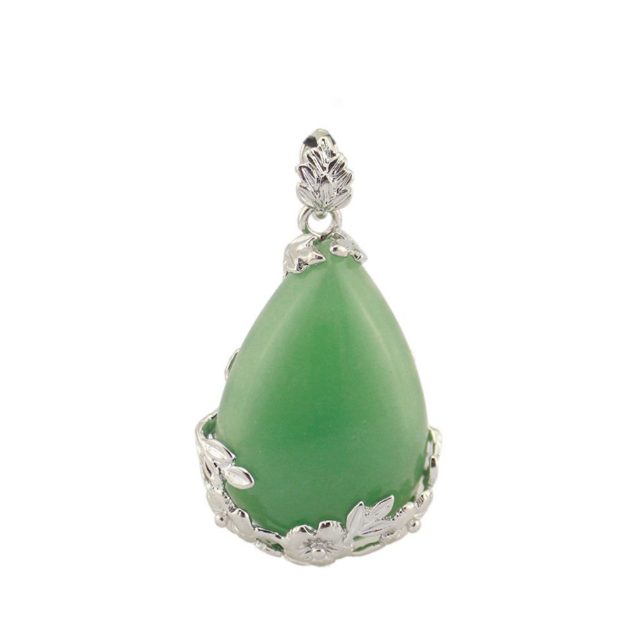 Natural Gemstong Angel's Tears Shape Plum Blossom Women Pendant Water-drop Shaped Stone Reiki Necklace Amethyst Rose Quartz Obsidian Healing Crys