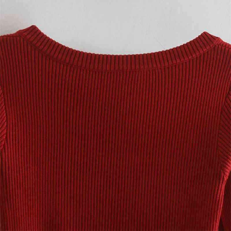 Women Long Sleeved Square Necked Warm Female Slimming Knit Sweater Top With 210521