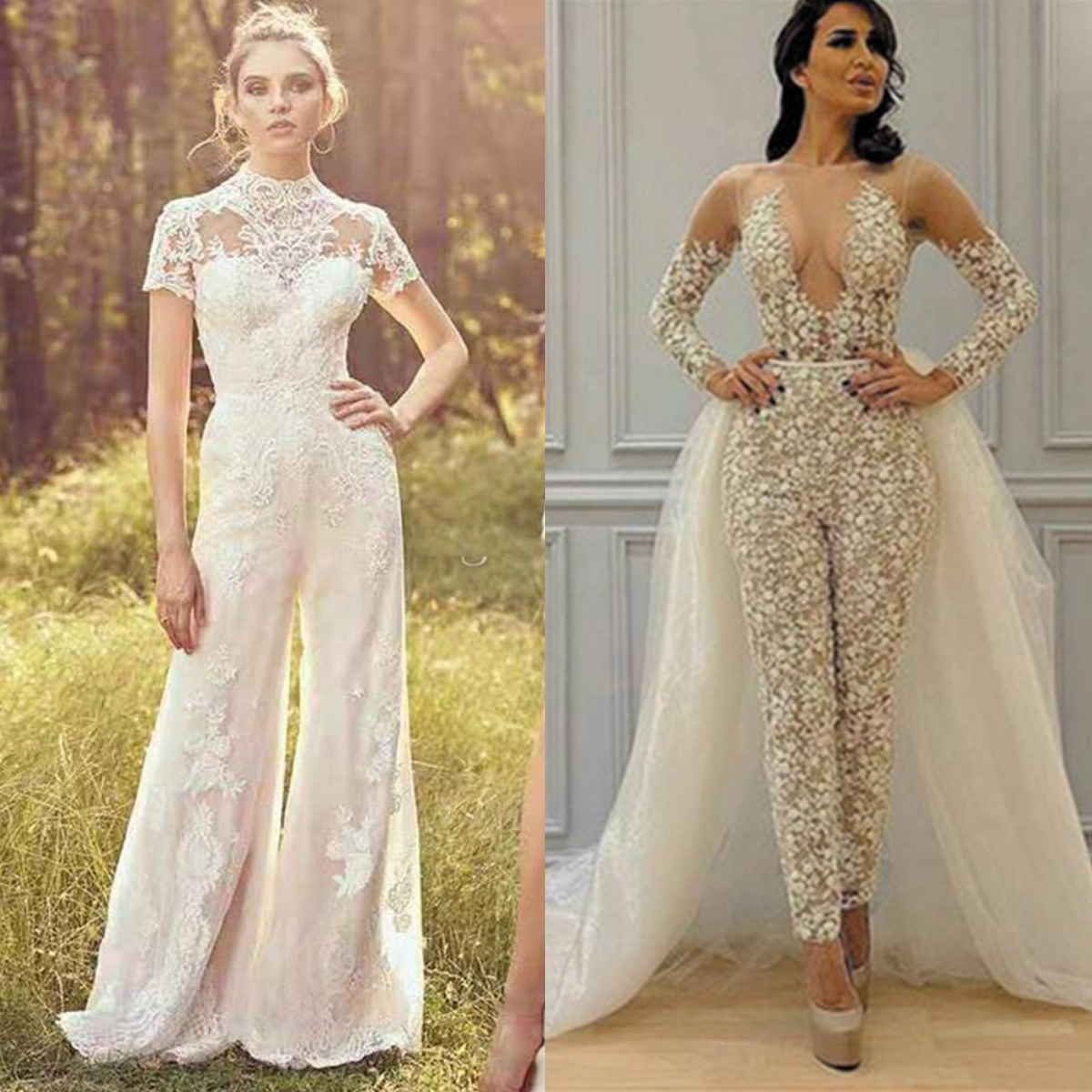 Left Jumpsuit Wedding Dress With Right Tulle Overskirt Custom Made Women A Line Bridal Gowns Special Link For You Bride Dresses, Khaki
Left Jumpsuit Wedding Dress With Right Tulle Overskirt Custom Made Women A Line Bridal Gowns Special Link For You Bride Dresses, Khaki