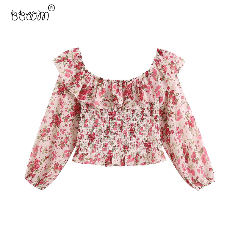 Sweet Fashion Floral Print Ruffles Elastic Cropped Blouses Stylish Sexy Slash Neck Shirts Girls Chic Tops 210520, As picture
Sweet Fashion Floral Print Ruffles Elastic Cropped Blouses Stylish Sexy Slash Neck Shirts Girls Chic Tops 210520, As picture