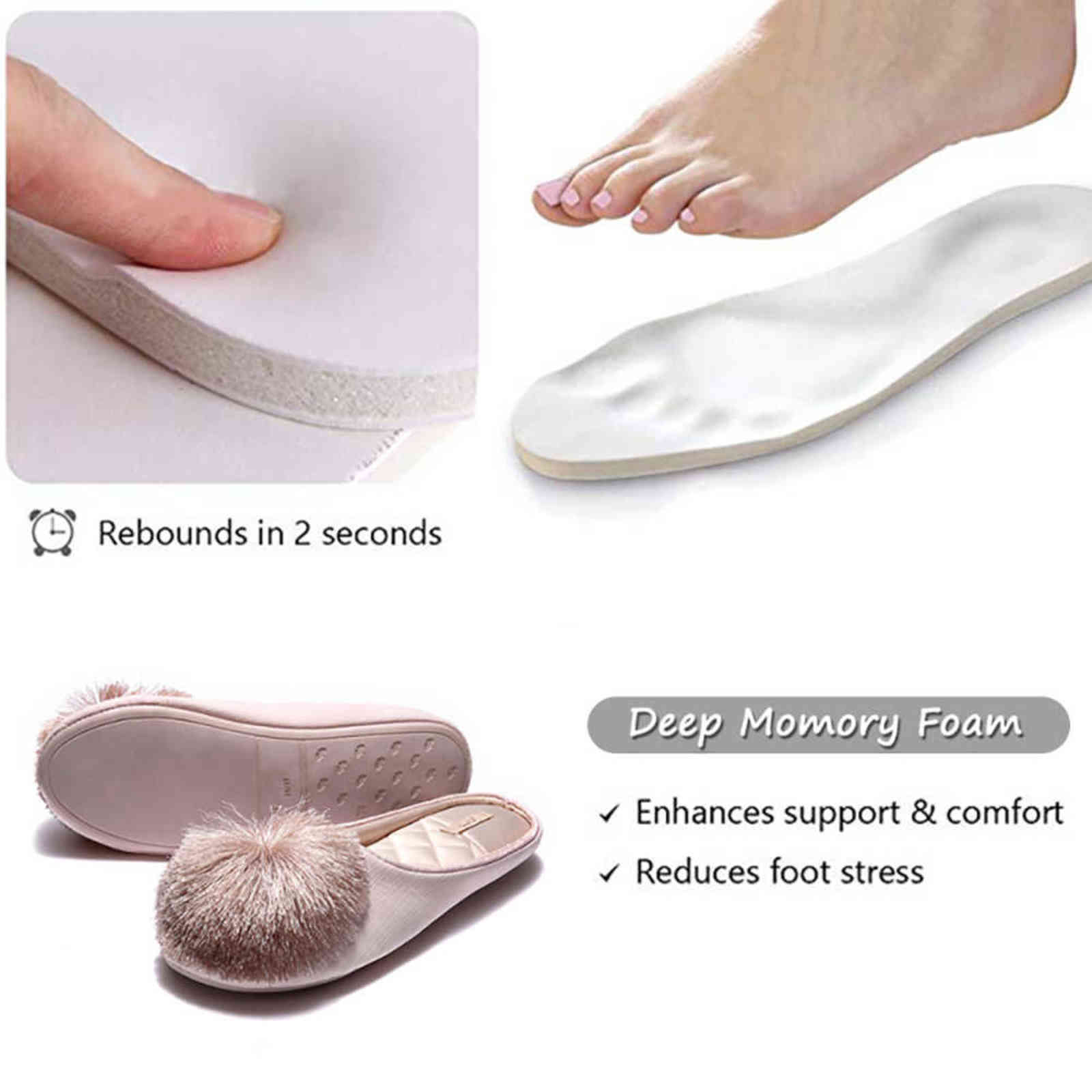 Women House Slippers Fur Slides Memory Foam Slip-on Comfort Tassel Pom-Pom Home Shoes Wedding Bedroom Non-slip Indoor Mules 211110