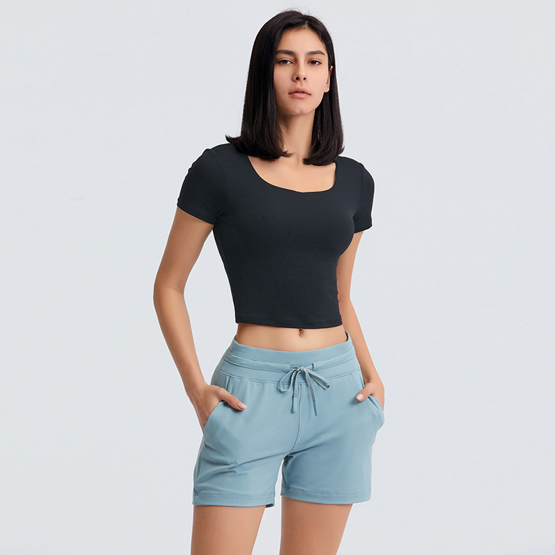 LU-175 spring and summer new style fitness top with chest cushion solid color slim outdoor leisure sports short sleeve girl, Black
LU-175 spring and summer new style fitness top with chest cushion solid color slim outdoor leisure sports short sleeve girl, Black