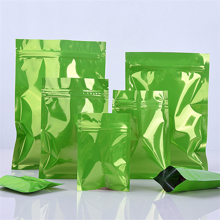100pcs Flat Bottom Glossy Aluminum Foil Zip Lock Bag Resealable Food Powder Snack Nuts Coffee Beans Trial Heat Sealing Gift Pouches Support Printing