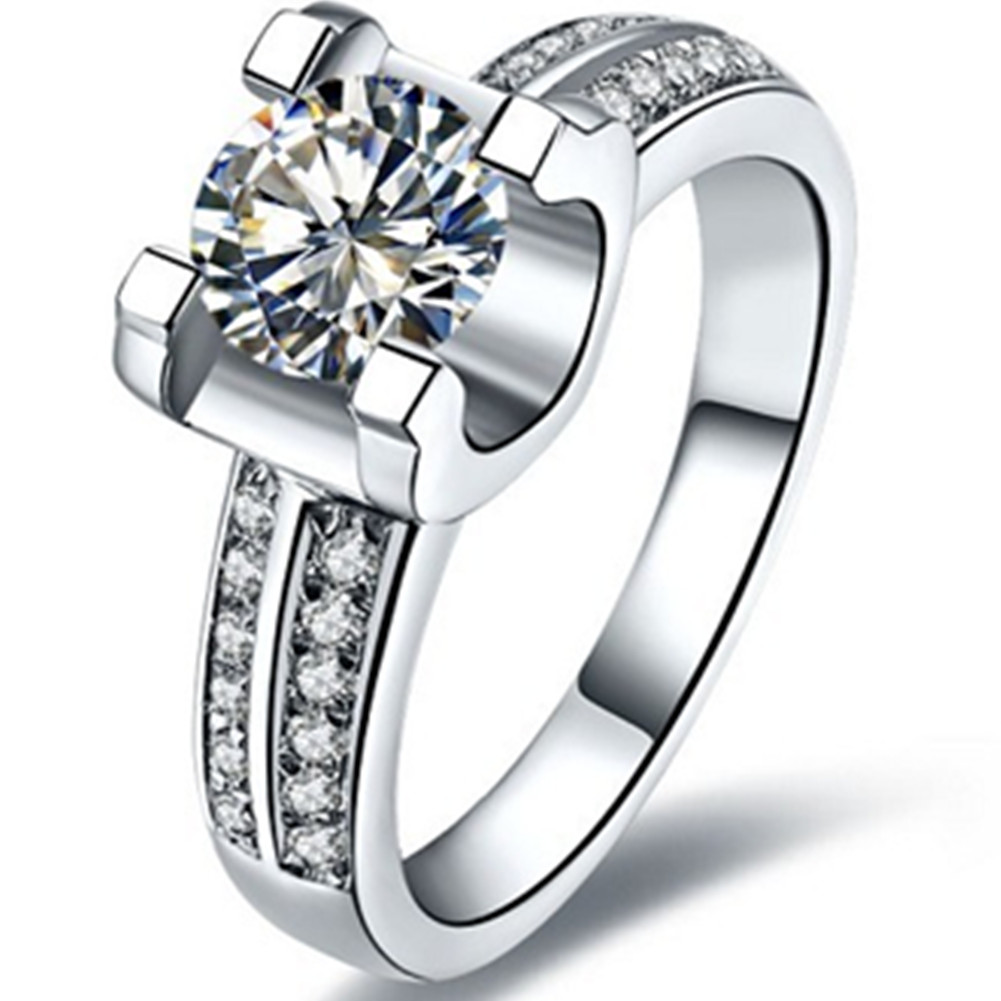 Genuine Brand Quality Sterling Silver Engagement Rings for Women 1CT NSCD Simulated Diamond Ring
