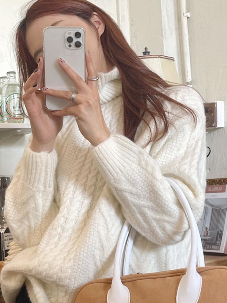 Women's Sweaters High Collar Twist Pullover Sweater Spring And Autumn 2021 Style Is Thin Lazy, Wearing Clothes On Knitwear, White;black
Women's Sweaters High Collar Twist Pullover Sweater Spring And Autumn 2021 Style Is Thin Lazy, Wearing Clothes On Knitwear, White;black
