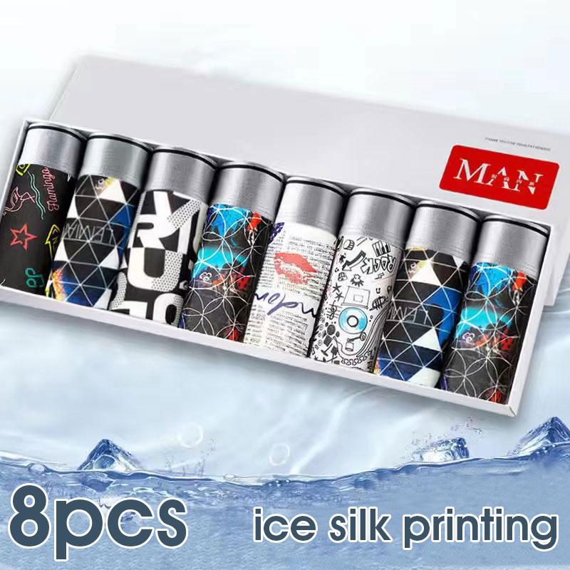 Underpants 8 Pcs Set Ice Male Underwear Silk Printing Breathable Comfort Soft Cotton Lining Fashion, A18
Underpants 8 Pcs Set Ice Male Underwear Silk Printing Breathable Comfort Soft Cotton Lining Fashion, A18