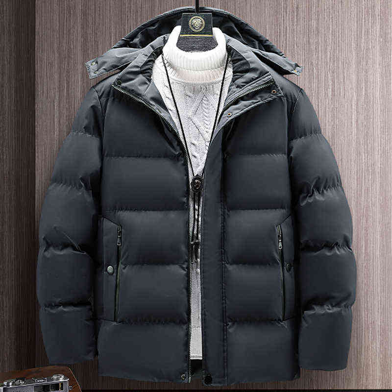 Winter Thick Warm Parka Men Hooded Windbreaker Jacket 6XL 7XL 8XL Big Size Cotton Padded Puffer Jackets Male Thermal Parkas 211214Z