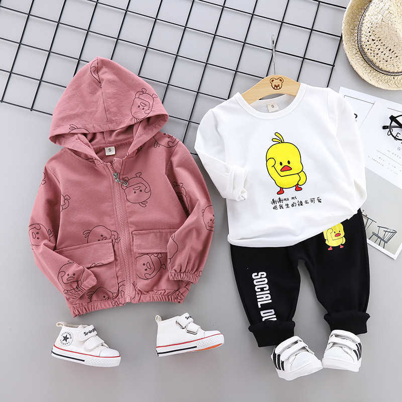 0-4 years High quality boy clothing set autumn sport active cartoon kid suit children baby coat+T-shirt+pant 210615