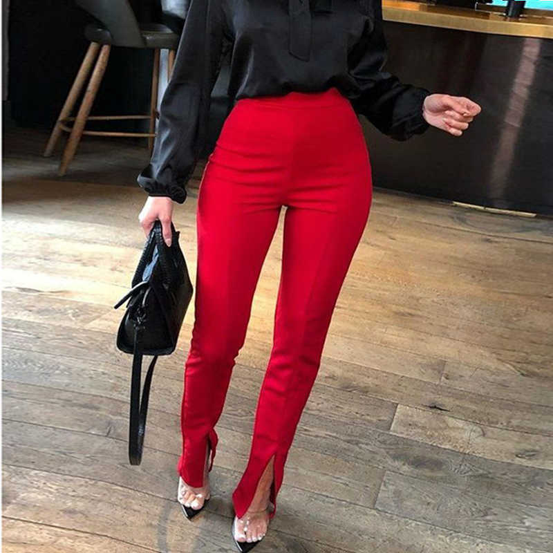 High Waist Pants Women Trousers Casual Office Lady Strech Women Palazzo Pants Pencil V191018