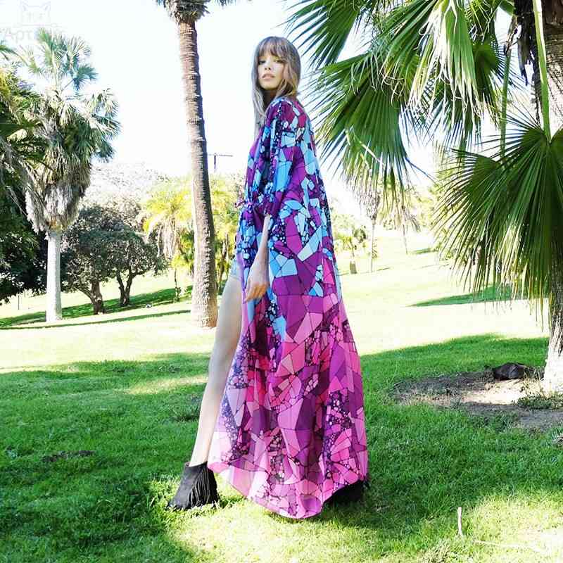 Beach Dress Kaftan Pareo Sarongs Sexy Cover-Up Chiffon Bikini Swimwear Tunic Swimsuit Bathing Suit Cover Ups Robe De Plage #Q647 210420