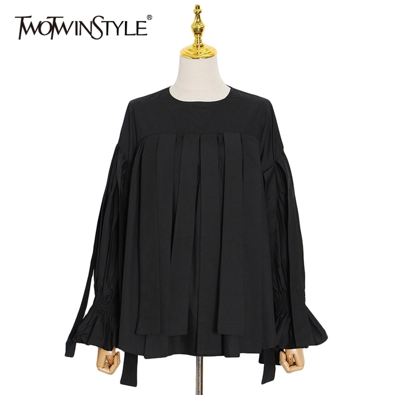 Casual Pleated Loose Shirt For Women O Neck Long Sleeve Minimalist Black Blouse Female Fashion Clothing 210524, White
Casual Pleated Loose Shirt For Women O Neck Long Sleeve Minimalist Black Blouse Female Fashion Clothing 210524, White