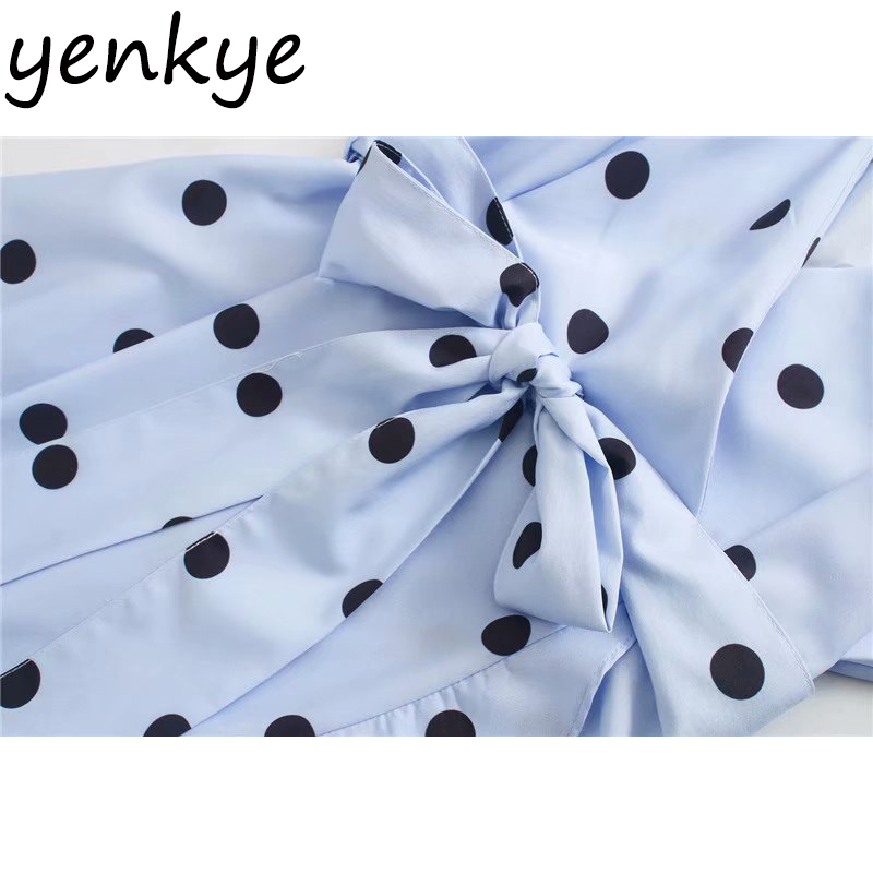 Sweet Summer Dress Women Vintage Polka Dot Wrap Dress Elegant Female V Neck Short Sleeve A-line Mini Ruffle Dress XNWM9509 210515
