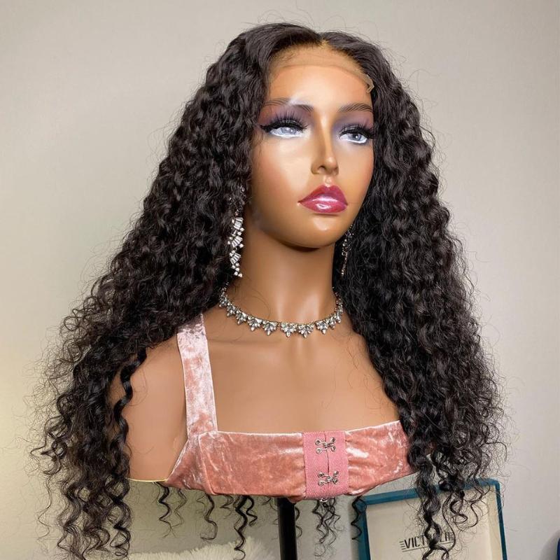 Lace Wigs 13x4 Front Human Hair For Black Women Deep Curly 180% High Density Brazilan Remy Pre Plucked Wig