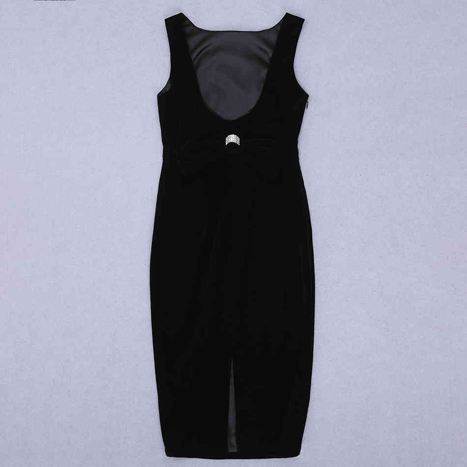Free Women Black Velvet Dress O-Neck Sleeveless Bodycon Sexy Halter Fork Club Party Knee-Length Vestidos 210524