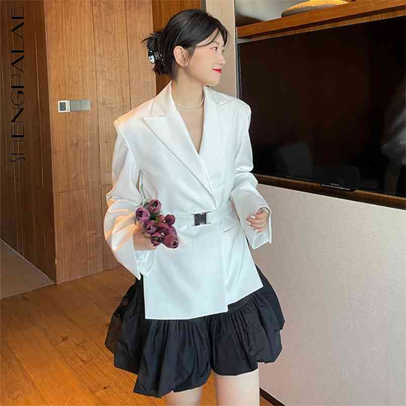 temperament white blazer women's spring autumn notched slim side split long sleeve suit coat female tide 210427