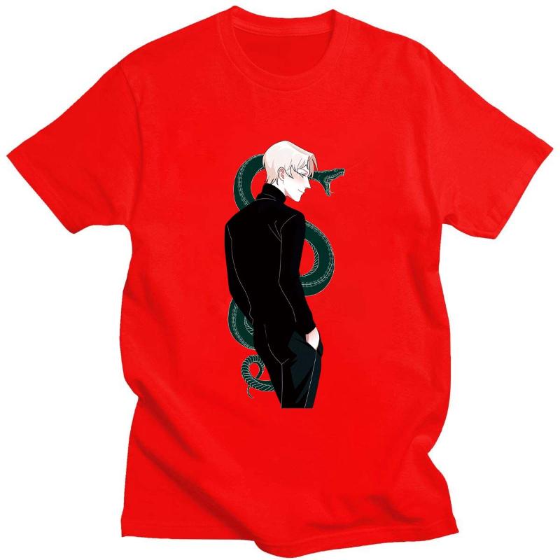 Men's T-Shirts Draco Malfoy With Green Snake T Shirts Unisex Men Black Shirt Artwork Print Tee Basic Casual Short Sleeve Top