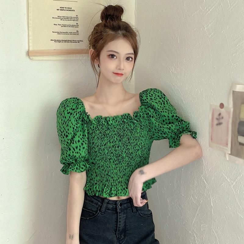 Women's Blouses & Shirts Summer Korean Women Floral Temperament Folds Shirt All-Match Square Collar Short-Sleeved Blouse Tops, Green
Women's Blouses & Shirts Summer Korean Women Floral Temperament Folds Shirt All-Match Square Collar Short-Sleeved Blouse Tops, Green