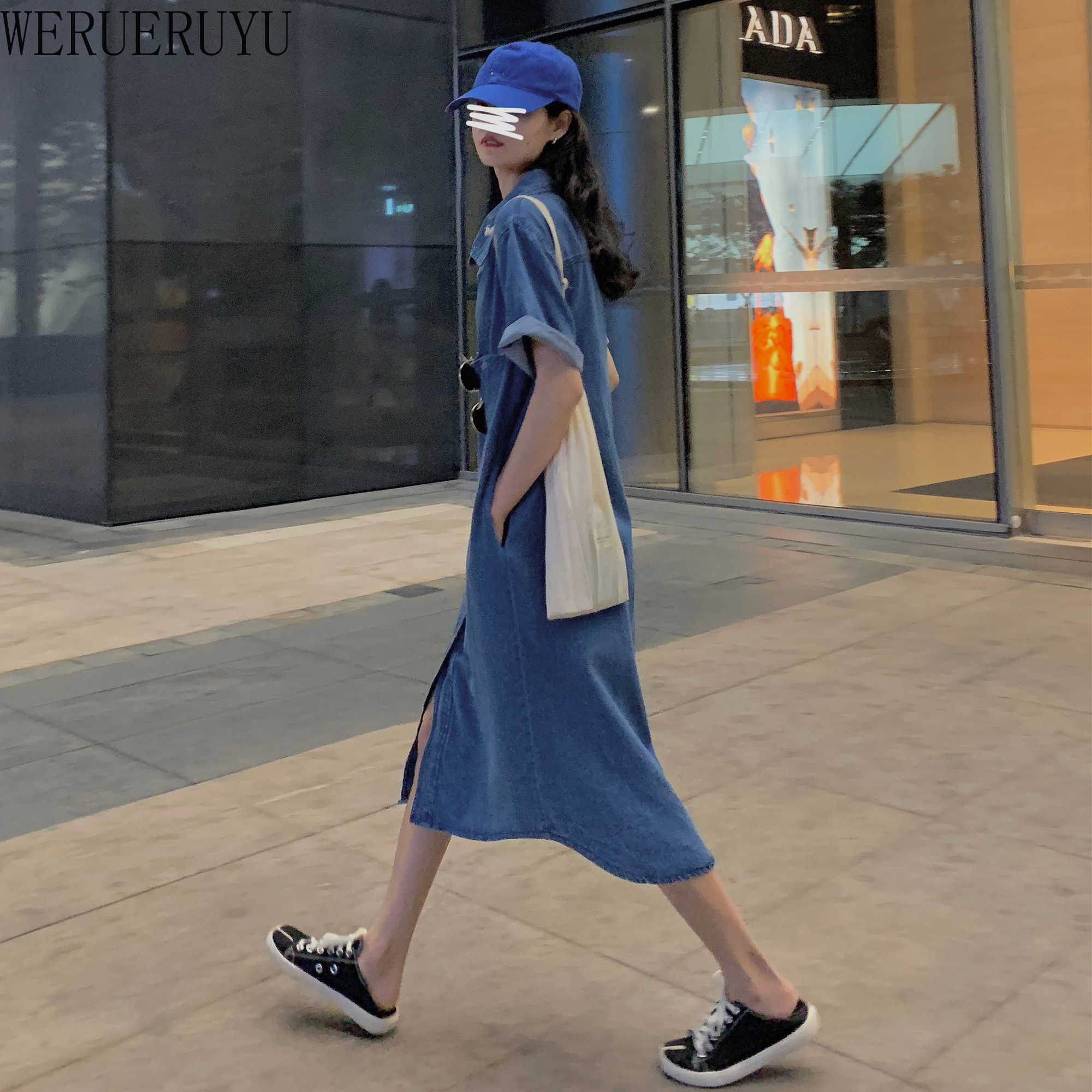 WERUERUYU Summer Large Size Women's Short Sleeve Swing Full-button Mid-length Denim Dress Fashion Dress 210608, Photo color
WERUERUYU Summer Large Size Women's Short Sleeve Swing Full-button Mid-length Denim Dress Fashion Dress 210608, Photo color
