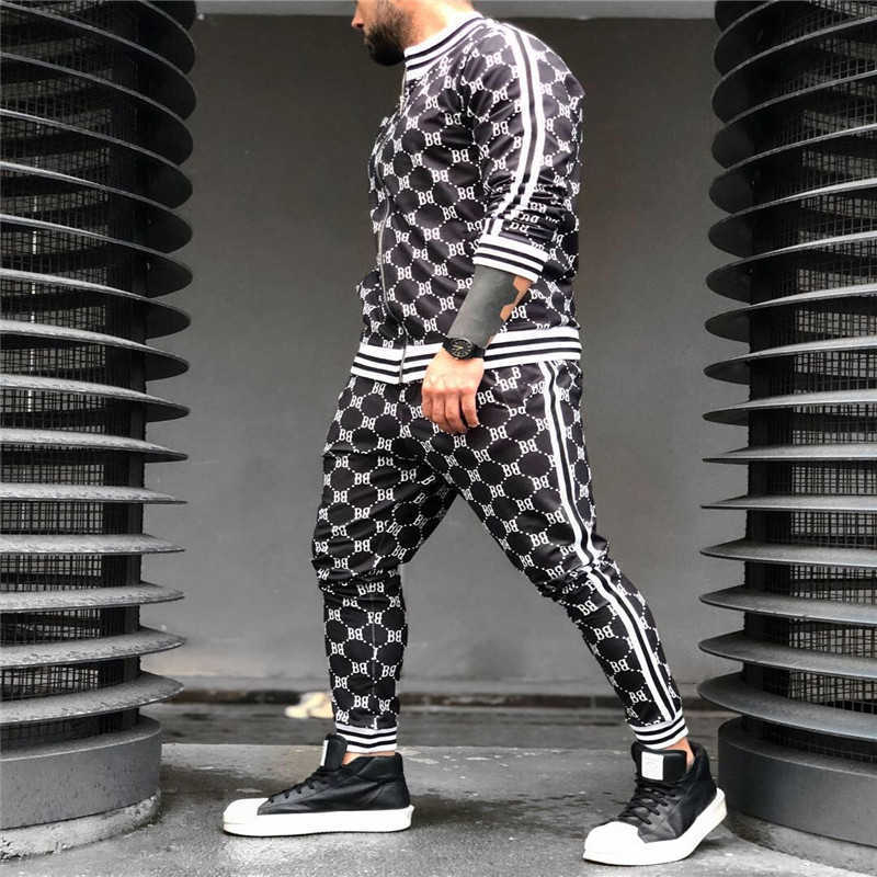 Autumn Men Casual Jackets Sets Zipper Set Mens Set Track Suit Gentlemen Tracksuit Multi-pocket Fashion High Street 2 Pieces Sets X0909