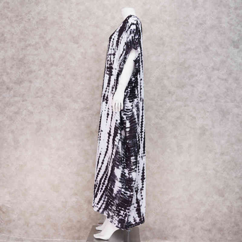 Bohemian Printed Summer Women Beachwear Kaftan Cover-ups Beach Dress Cotton Tunic Swim Wear Cover Up Robe de plage #Q969 210420