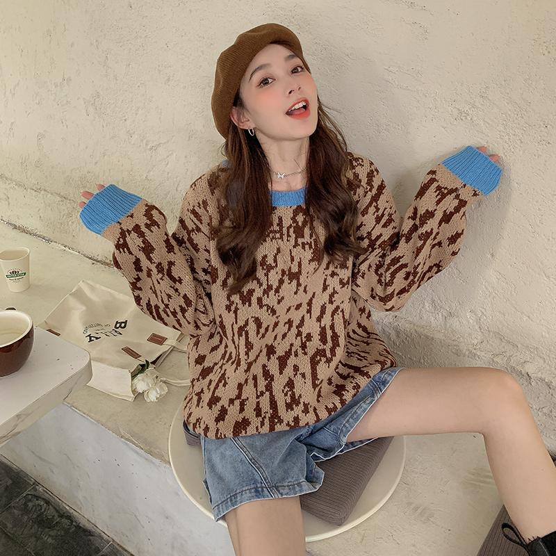 Women's Sweaters Leopard Knitted Plus Large Size Oversize Korean Style Fashion Pullovers For Autumn Clothing Ladies Sweater 2021 Tops 
Women's Sweaters Leopard Knitted Plus Large Size Oversize Korean Style Fashion Pullovers For Autumn Clothing Ladies Sweater 2021 Tops