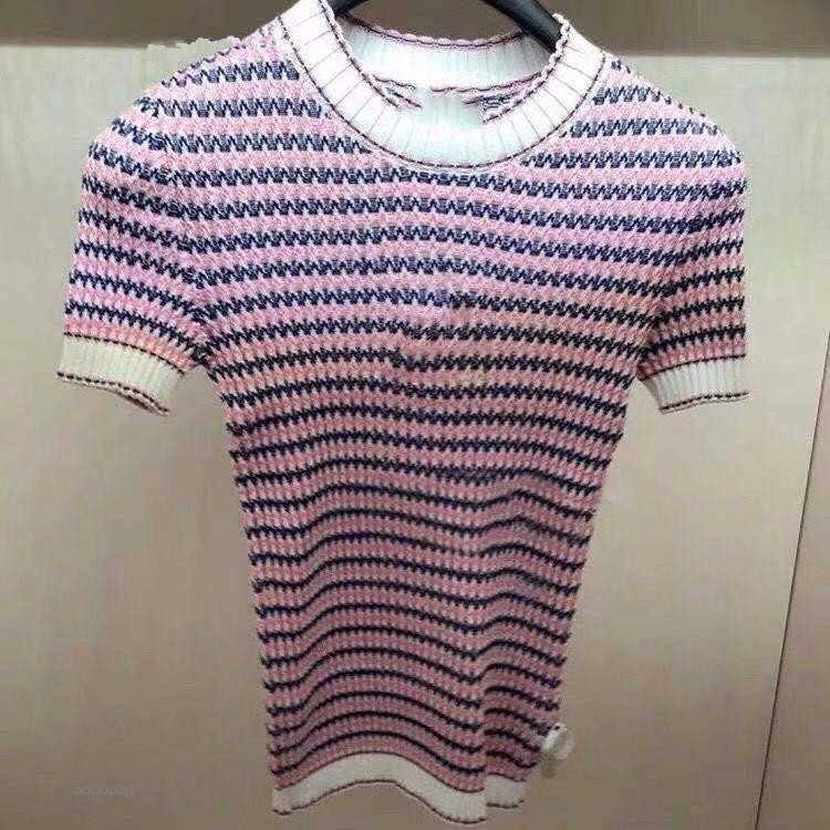 2021 spring and summer new temperament round collar stripe color knitted short-sleeved T-shirt tight female short-sleeved blouse, #1
2021 spring and summer new temperament round collar stripe color knitted short-sleeved T-shirt tight female short-sleeved blouse, #1
