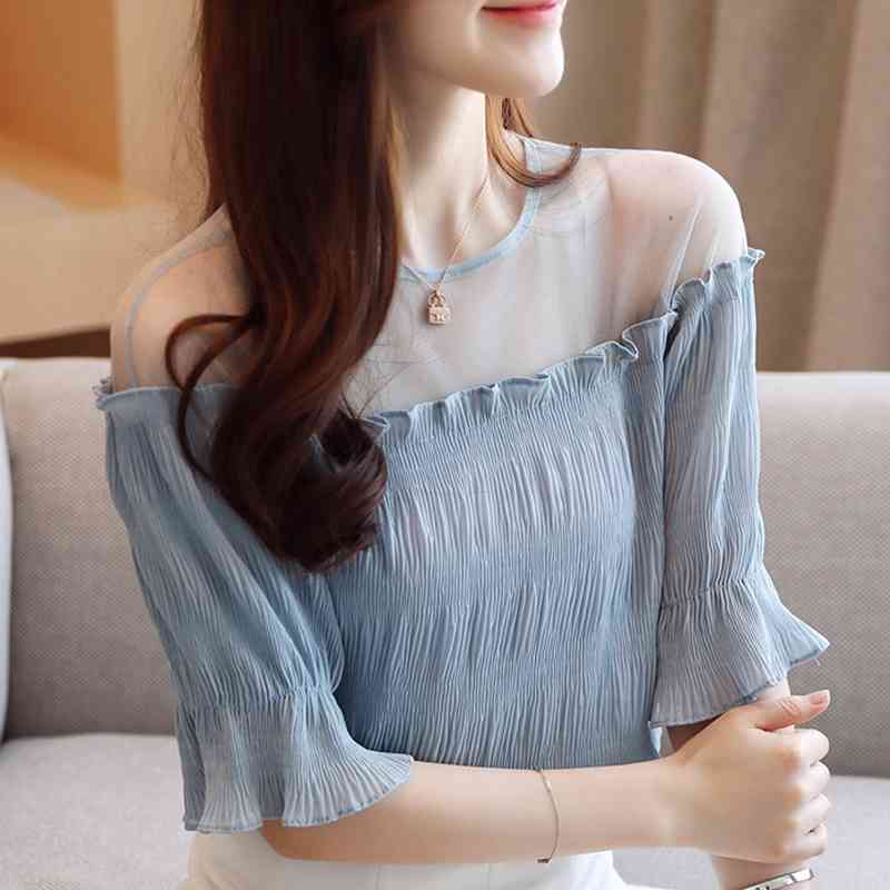Blouses Woman Short Sleeve Summer Blouse Women See Through Top Women Sexy Shirt Chiffon Blouse Shirt Tops Women Blusas D06 210602, Blue
Blouses Woman Short Sleeve Summer Blouse Women See Through Top Women Sexy Shirt Chiffon Blouse Shirt Tops Women Blusas D06 210602, Blue