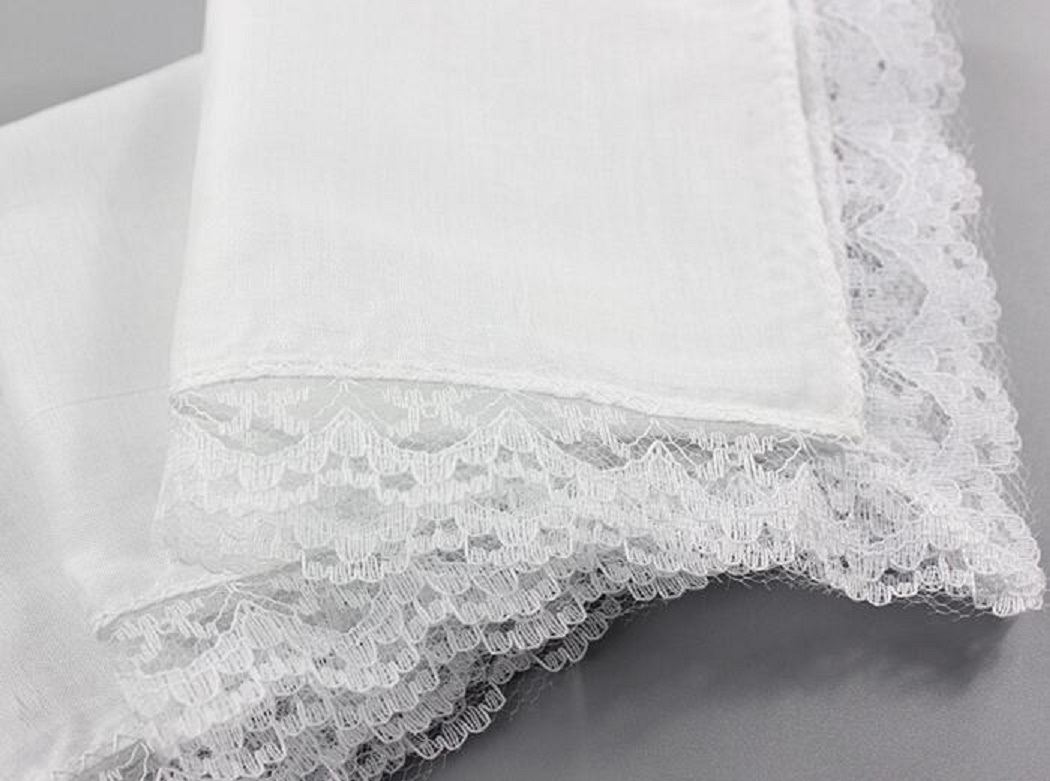 Wedding Decorations Pure White Handkerchiefs with Lace Plain DIY Print Draw Hankies Cotton Handkerchiefs Pocket Square 23X25 cm