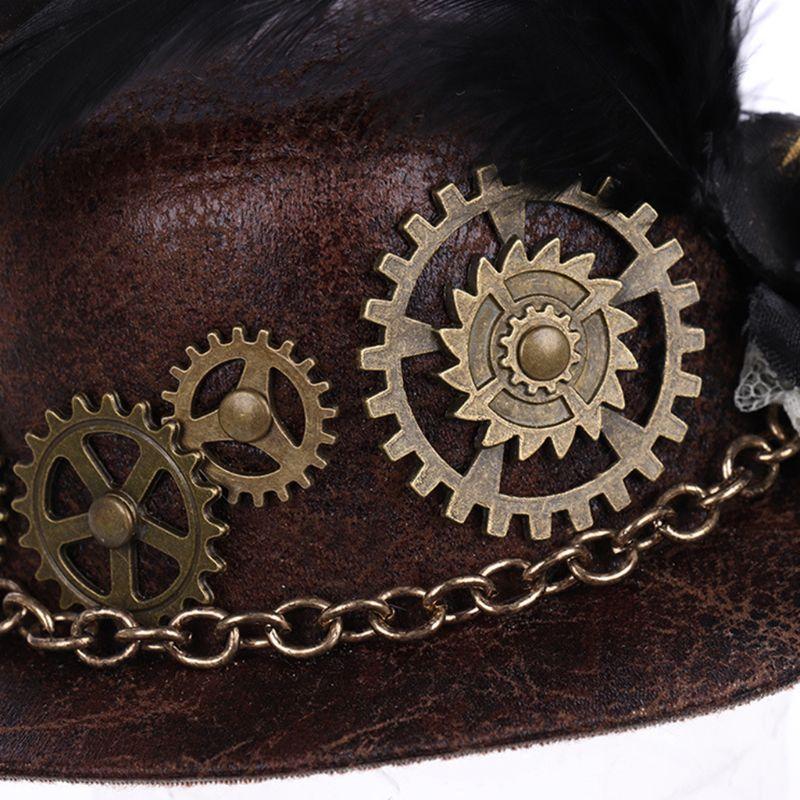 Other Event & Party Supplies Halloween Gothic Mini Top Hat Steampunk Gears Chain Feather Cosplay Hair Clip N58F