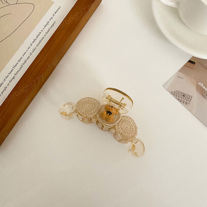 Women Cute bear Transparent Hair Claw Vintage Headband Hairpin Fashion Hair Accessories Gifts Ornamen