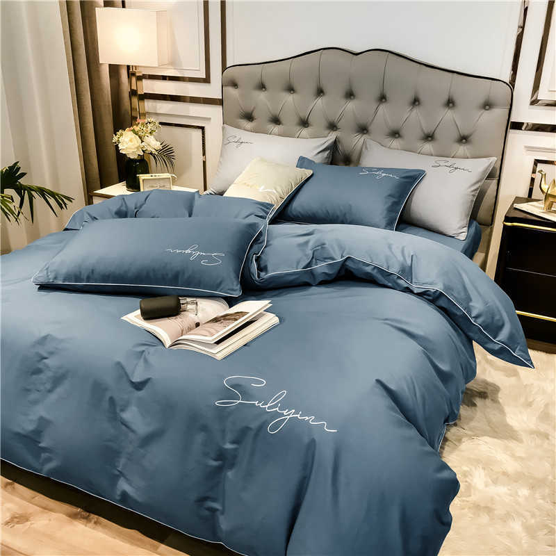 Cotton 4-piece set solid color embroidered cotton bed sheet gift set bedding 4-piece set
Cotton 4-piece set solid color embroidered cotton bed sheet gift set bedding 4-piece set