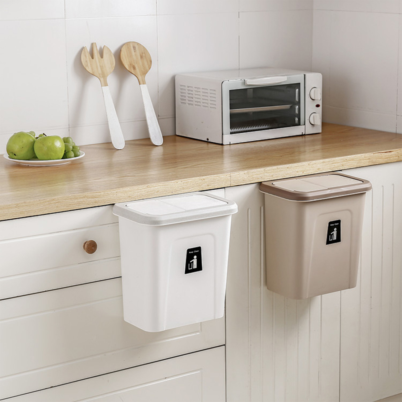 Couvercle coulissant porte d'armoire de cuisine poubelle suspendue poubelle poubelle poubelle de cuisine bac à compost pour comptoir ou dessous