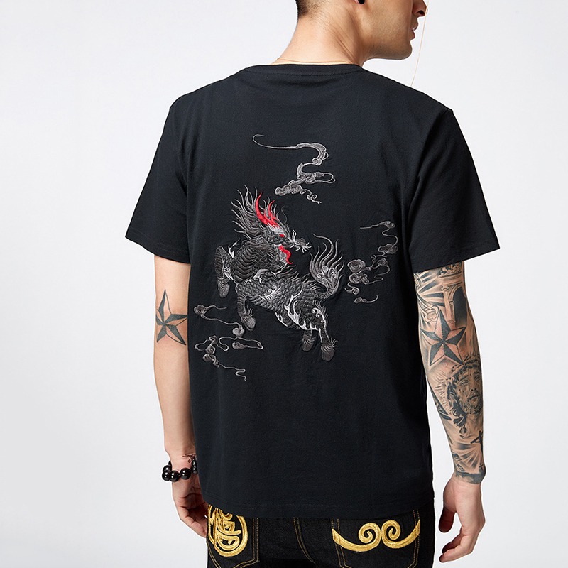 Fashion Chinese Style Embroidery Tees Shirts Streetwear Hip Hop Casual Short Sleeve Mens Tshirts, White
Fashion Chinese Style Embroidery Tees Shirts Streetwear Hip Hop Casual Short Sleeve Mens Tshirts, White