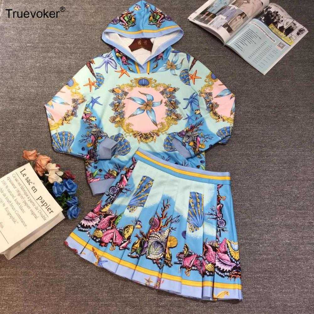 Truevoker Runway Fashion Clothing Set's Colorful Shell Print Hooded Pullover + Pleated Skirt Party Two Pieces Suits 210602, Blue
Truevoker Runway Fashion Clothing Set's Colorful Shell Print Hooded Pullover + Pleated Skirt Party Two Pieces Suits 210602, Blue