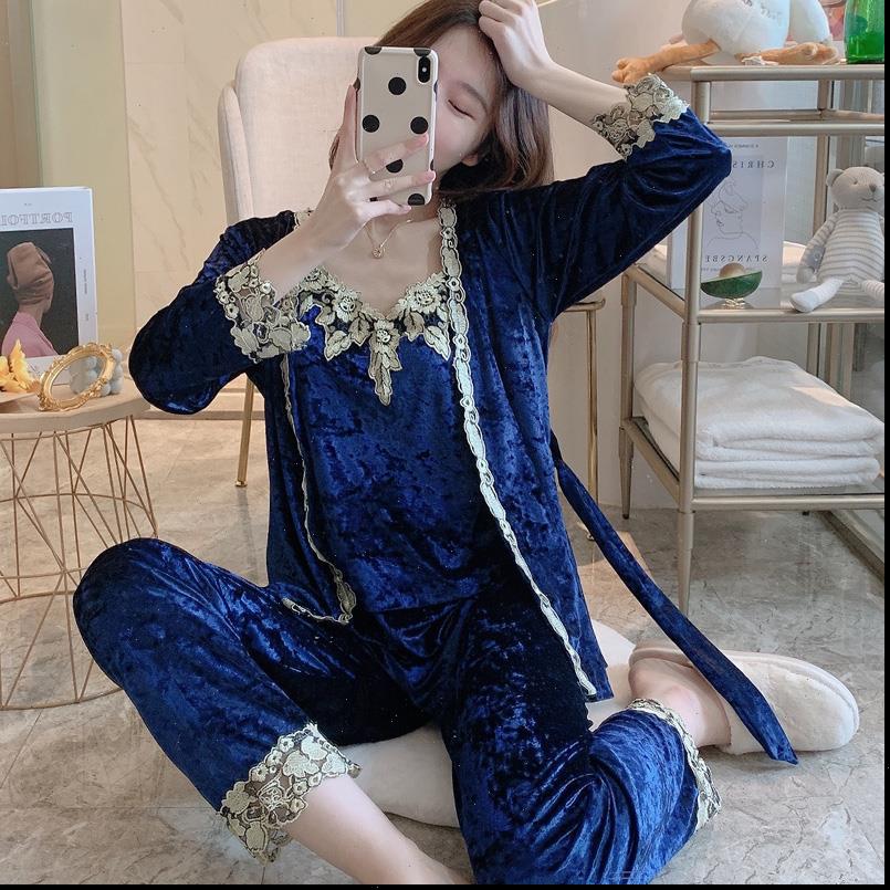Autumn Winter Warm Pajamas Set Womens Sleepwears SleepSet Deep Gold Velvet Sexy Homewear Pyjamas Pajama Sets Long Robe, Black;red
Autumn Winter Warm Pajamas Set Womens Sleepwears SleepSet Deep Gold Velvet Sexy Homewear Pyjamas Pajama Sets Long Robe, Black;red