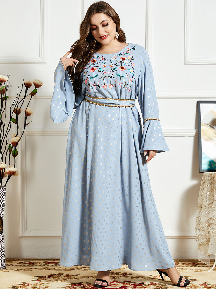 Turkey Dubai Women Muslim Dress Flare Sleeve Embroidery Moroccan Kaftan Maxi Vestidos Islamic Eid Mubarak Abaya Djellaba Robe
Turkey Dubai Women Muslim Dress Flare Sleeve Embroidery Moroccan Kaftan Maxi Vestidos Islamic Eid Mubarak Abaya Djellaba Robe