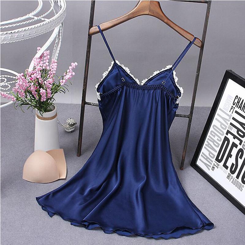 Lace Sleepshirts Women Summer Clothes Sleep Wear Sleeveless Lingerie Sleepwear Nightwear Robe Silk Dress Fashion Sexy Nightgown Women's