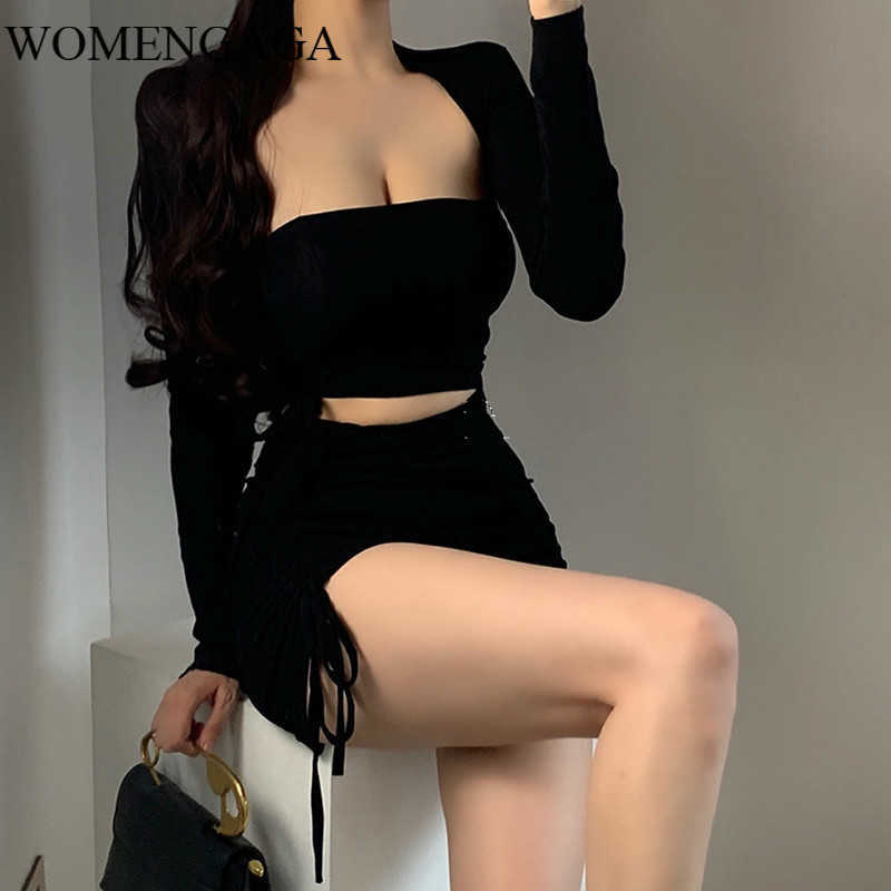 WOMENGAGA sexy low chest Strapless drawstring lace show thin cardigan full sleeve tops + hgih waist mini dress set CA5V 210603, Black
WOMENGAGA sexy low chest Strapless drawstring lace show thin cardigan full sleeve tops + hgih waist mini dress set CA5V 210603, Black