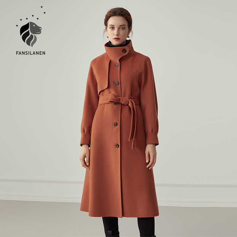 FANSILANEN Long casual 100% wool coat Women bandage lantern sleeve vintage blend jacket Oversized female winter over 210607, Red
FANSILANEN Long casual 100% wool coat Women bandage lantern sleeve vintage blend jacket Oversized female winter over 210607, Red