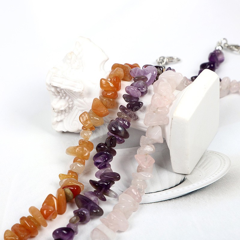 Irregular Natural Crystals Stone Bracelet Beads Chips Jewelry Stretch Bracelets Bangles Wristband For Women Girls