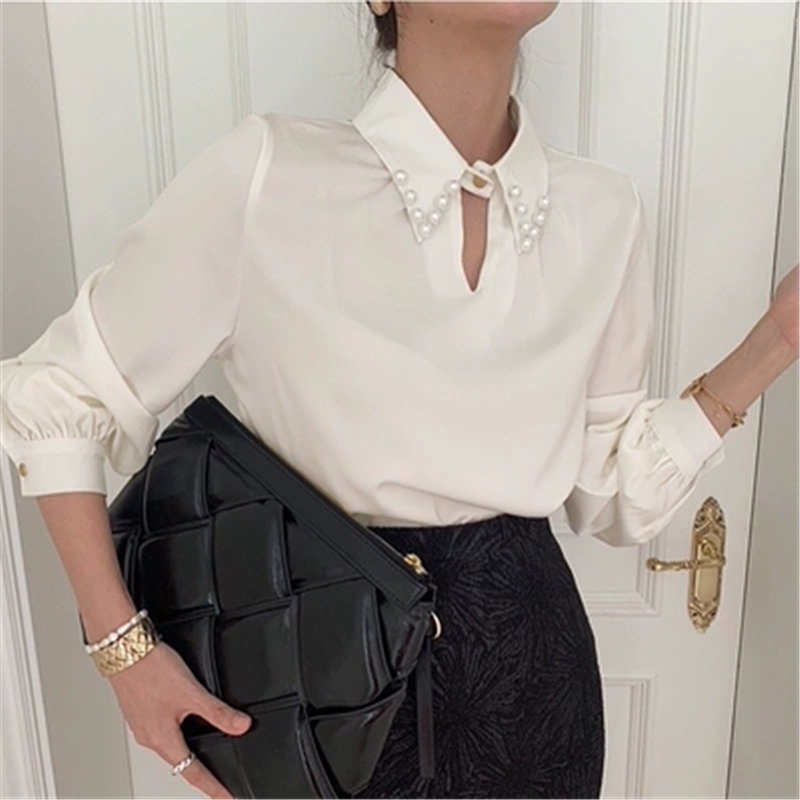 White Chic Lapel OL Loose Brief Gentle Outwear Minimalist High Quality Streetwear Casual Stylish Blouses 210421