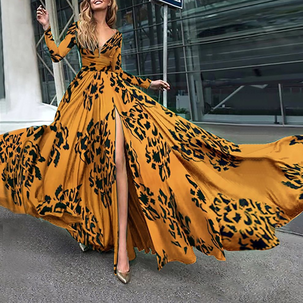 2021 Sexy Printed Flower Prom Dresses Evening Gowns V Neck Sleeveless Backless A Line Ball Gown Long Formal Party Dress