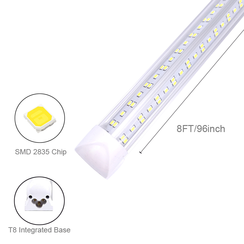 4Ft 8Ft V Shape Integrate LED Tube Light 4 Rows 144W 8 Ft Feet Cooler Door Freezer Lighting SMD2835 Factory Warehouse Garage Lamp