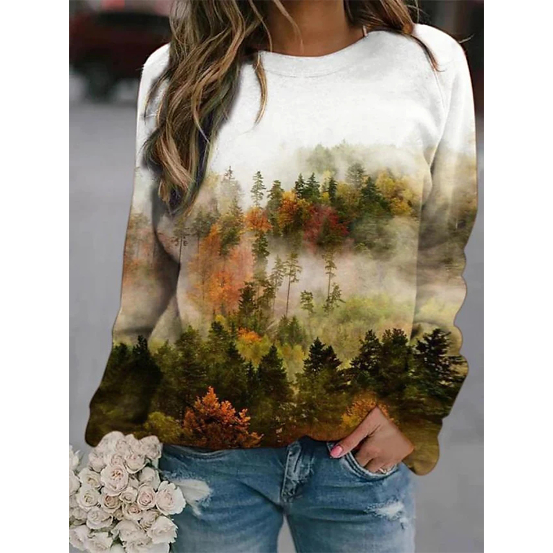 forest women s fashion 3d printing short slim t-shirt autumn long sleeve round neck basic casual, White
forest women s fashion 3d printing short slim t-shirt autumn long sleeve round neck basic casual, White
