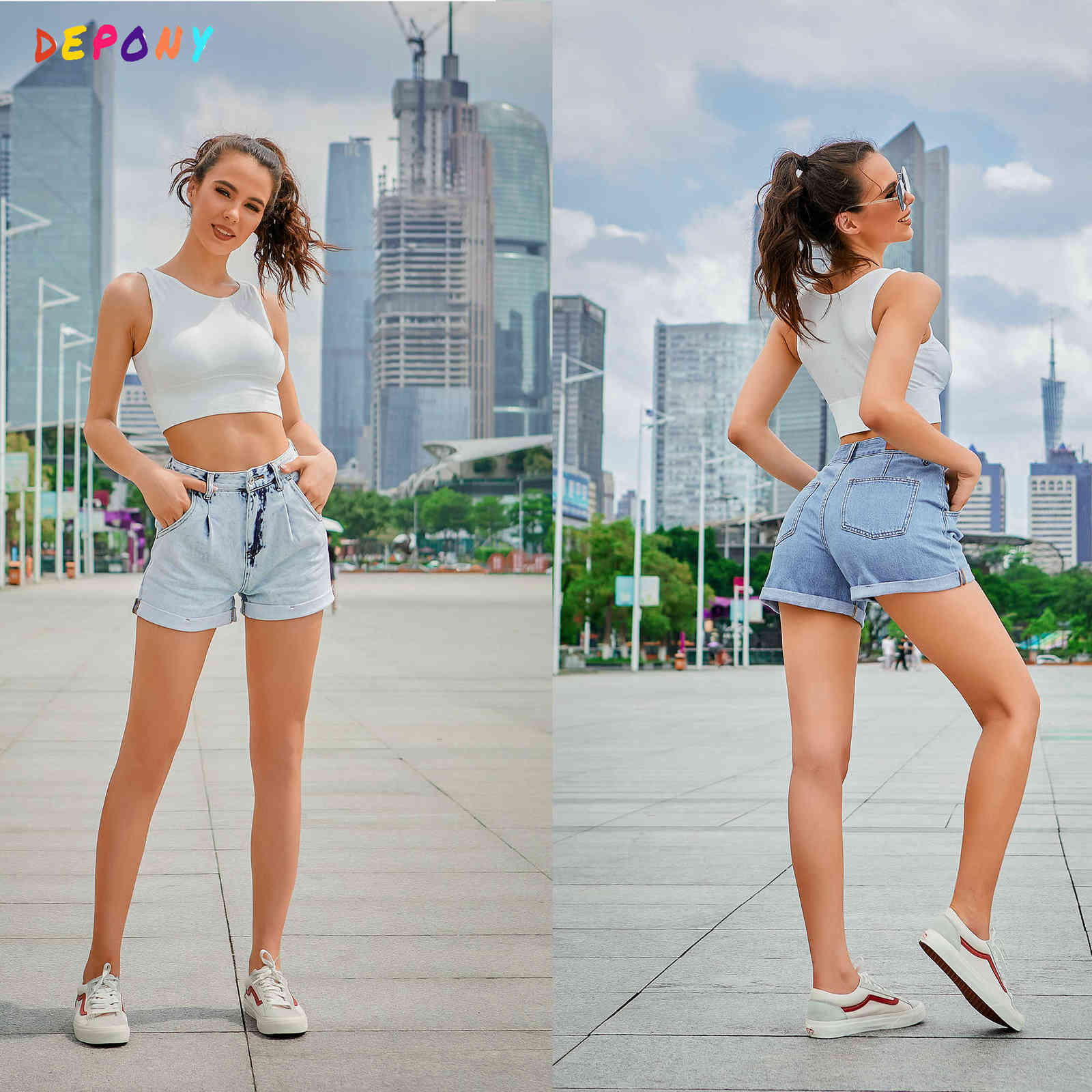 fashion denim shorts women high waist shorts jeans wide leg casual Female shorts Loose Plus size 210611